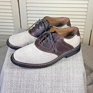 Bass Gosselin Men’s Saddle Shoes Sz 8 Two-Tone Suede Oxford Brown Beige 2011 Vtg